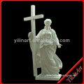 Stone Carving Statue Of Virgin and Cross For Church YL-R218